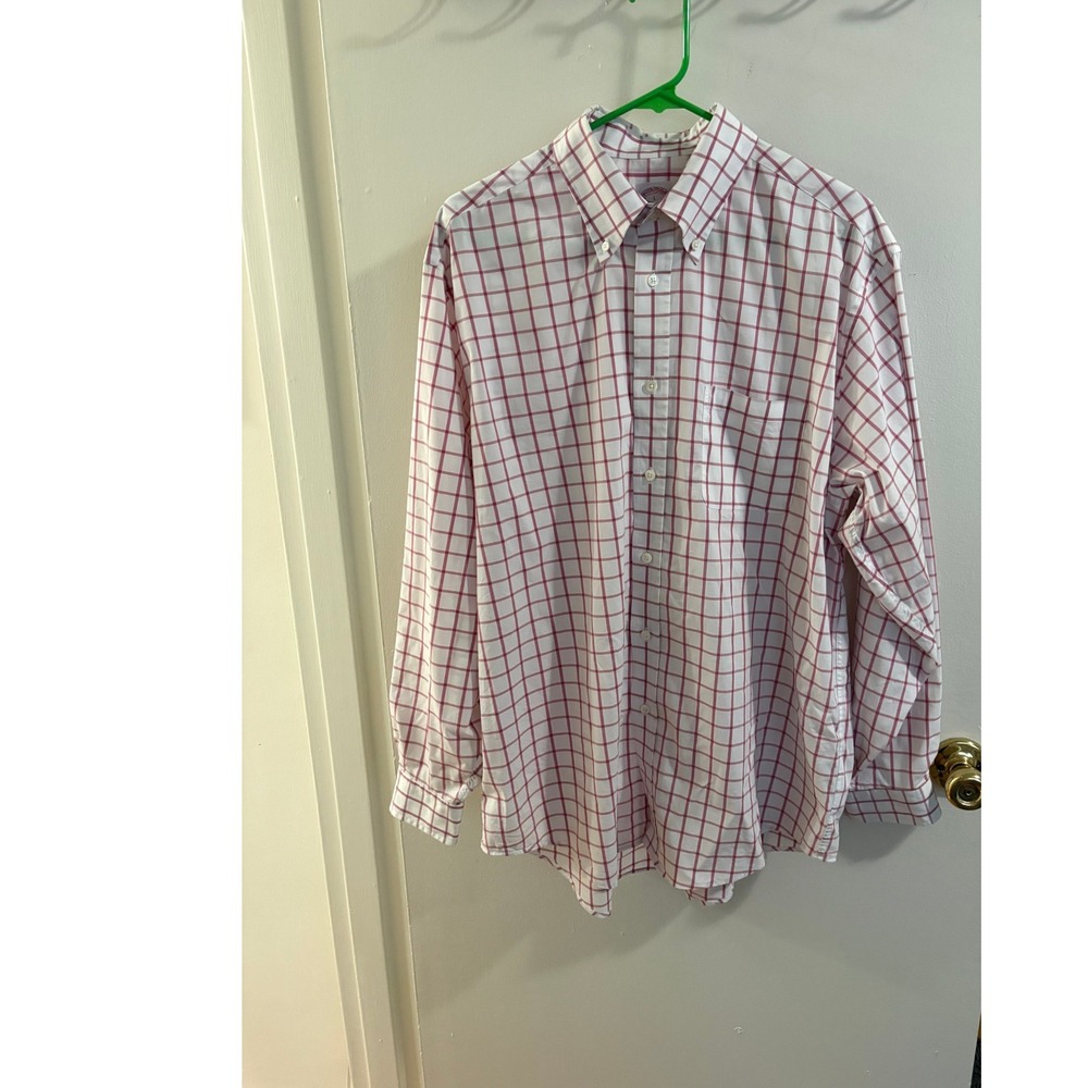 Brooks Brothers Madison Fit Mens Large Red White Windowpane Button Down Shirt - Picture 4 of 7